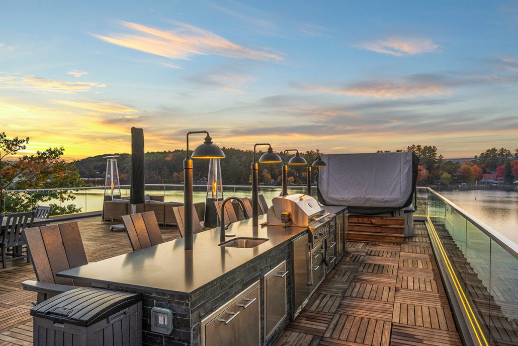 Outdoor kitchen is Absolute Black honed