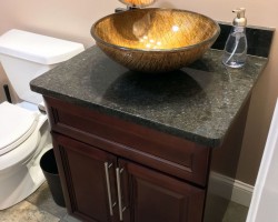 Coffee Brown Granite K-Cherry Glaze cabinetry Mont Vernon NH vanity